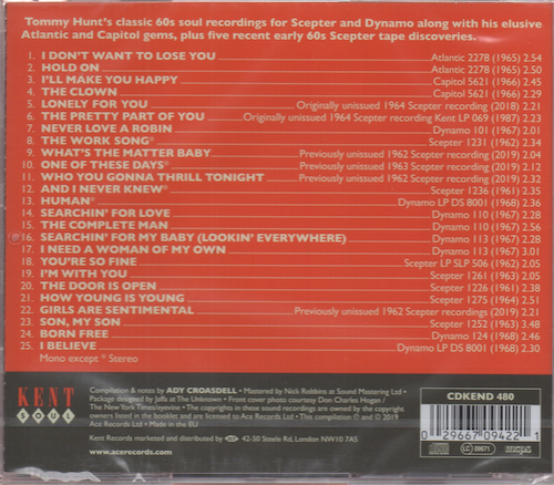 Tommy Hunt - The Complete Man - 60s NYC Soul Songs CD (Back)