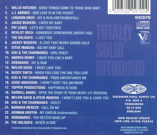 Totally Solid Hitbound - Archive Northern Soul Rarities From Detroit CD (Back)