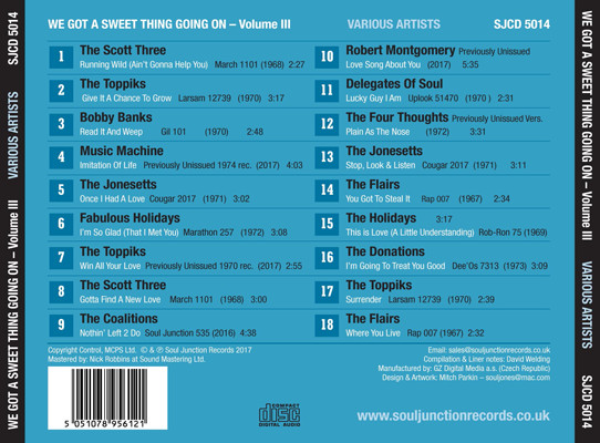 We Got A Sweet Thing Going On Volume 3 - Various Artists CD (Soul Junction) - Image 3